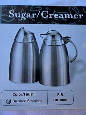 Service Ideas SSC85 Sugar and Creamer Set 8oz 18/8 Stainless Steel New In Box